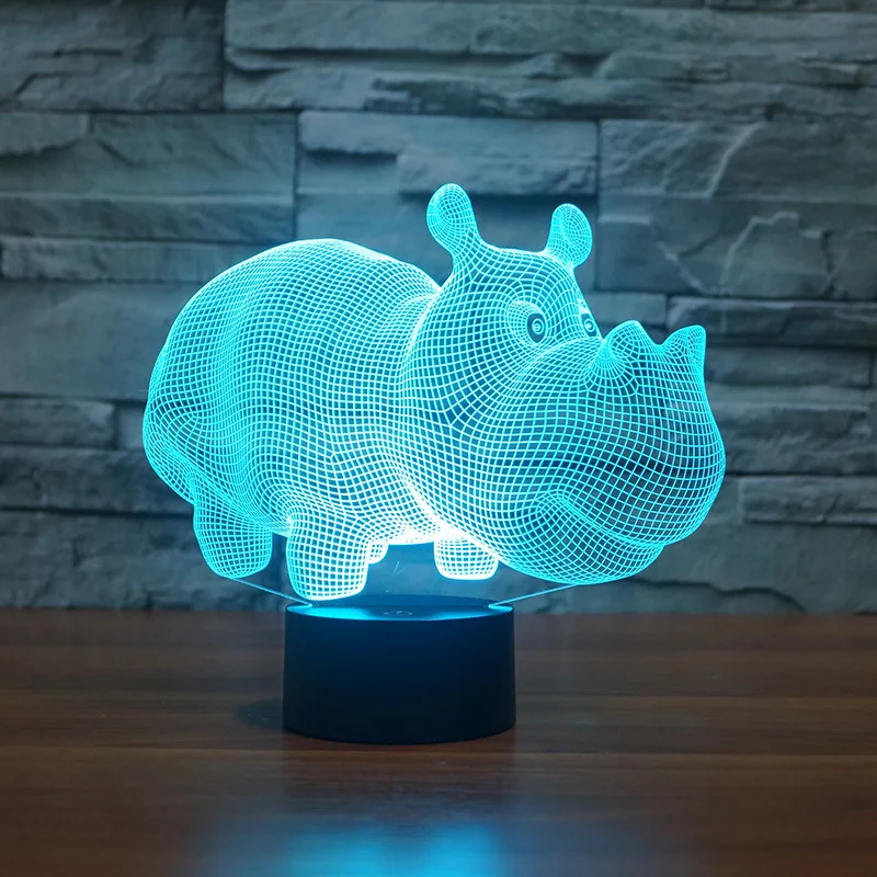 Nighdn Hippo LED Nočna Lučka za Otroke 3D Iluzije Lučka Soba Dekor 7 Barva Spreminja, Nočna Darila za Otroke Fantje Dekleta0