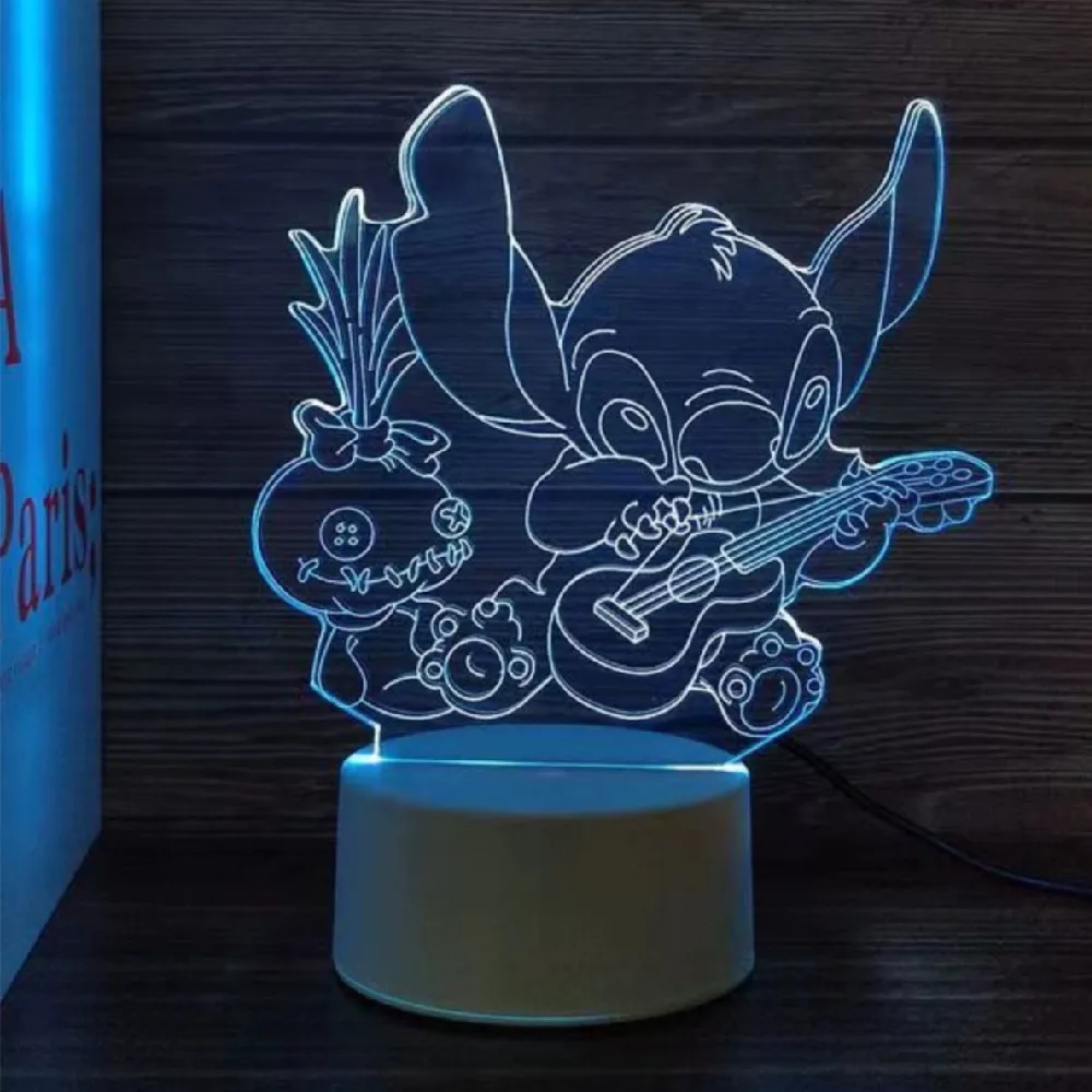 Stitch Noč Lahka 3D Led 7 Barvni Šiv namizne Svetilke za Božič Šiv Darila otroška Soba Dekoracijo Počitnice Darila0