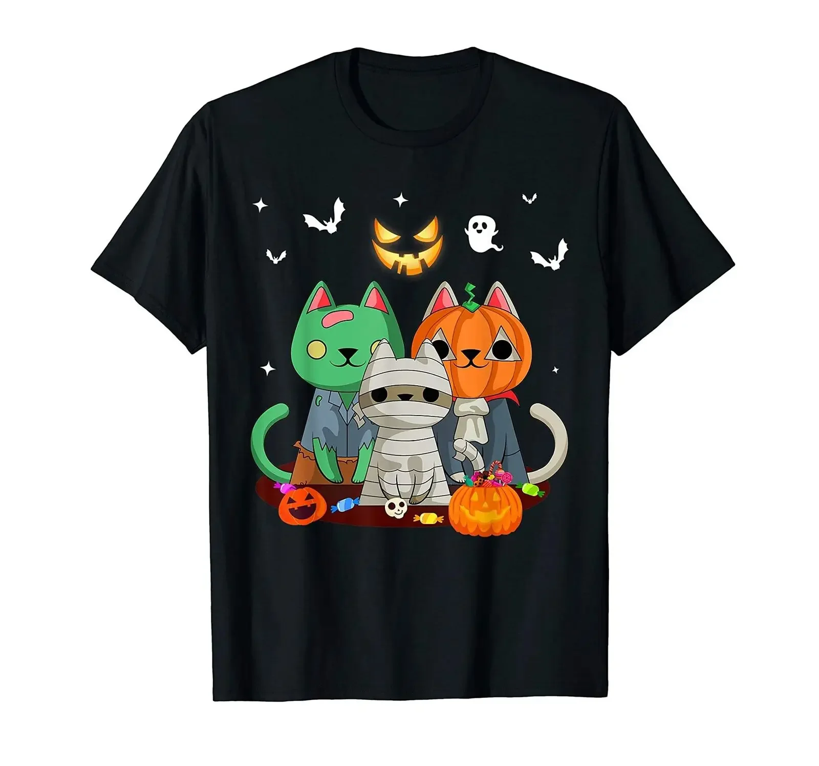 Srčkan Mačke Čarovnica Pumpkin Halloween Mačka Ljubitelje Darilo T-Shirt 100% Bombaž O-Vratu Poletje Kratek Rokav Priložnostne Mens T-shirt Velikost S-3XL0