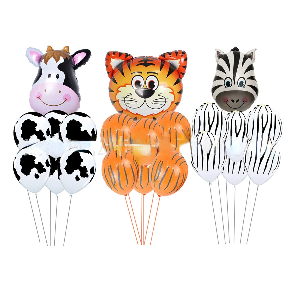 13pcs/set Cartoon Živali Krave Tiger, Lev, Zebra Otrok Rojstni dan Baloni Aluminija Folija Balon Poroka Dekoracija0