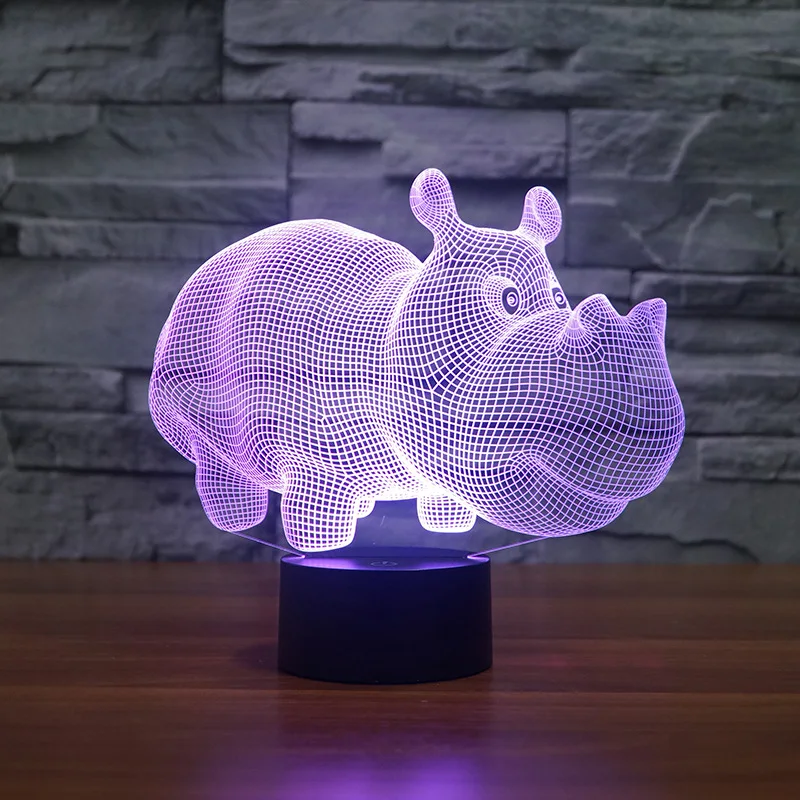 Nighdn Hippo LED Nočna Lučka za Otroke 3D Iluzije Lučka Soba Dekor 7 Barva Spreminja, Nočna Darila za Otroke Fantje Dekleta1
