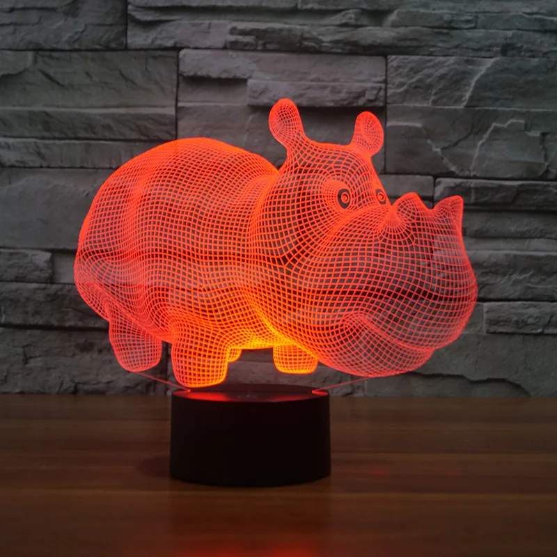 Nighdn Hippo LED Nočna Lučka za Otroke 3D Iluzije Lučka Soba Dekor 7 Barva Spreminja, Nočna Darila za Otroke Fantje Dekleta2