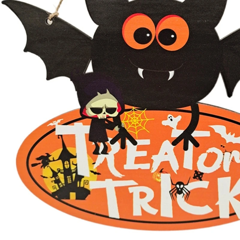 Halloween Lesene Visi Prijavite se Bat Pajek Bučna Trik ali Zdravljenje Sablastan Lesa Plaketo Obesek Hiši Straši Stranka Dekor2