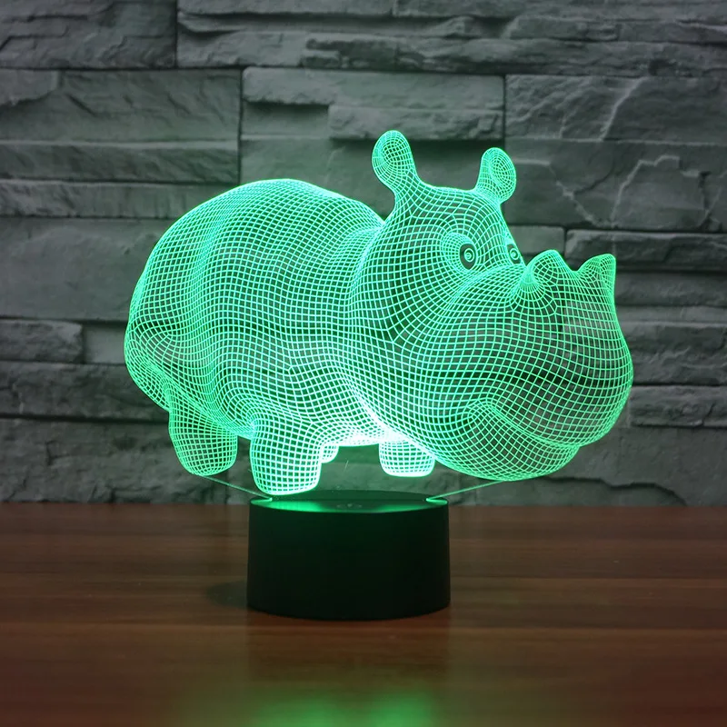 Nighdn Hippo LED Nočna Lučka za Otroke 3D Iluzije Lučka Soba Dekor 7 Barva Spreminja, Nočna Darila za Otroke Fantje Dekleta3