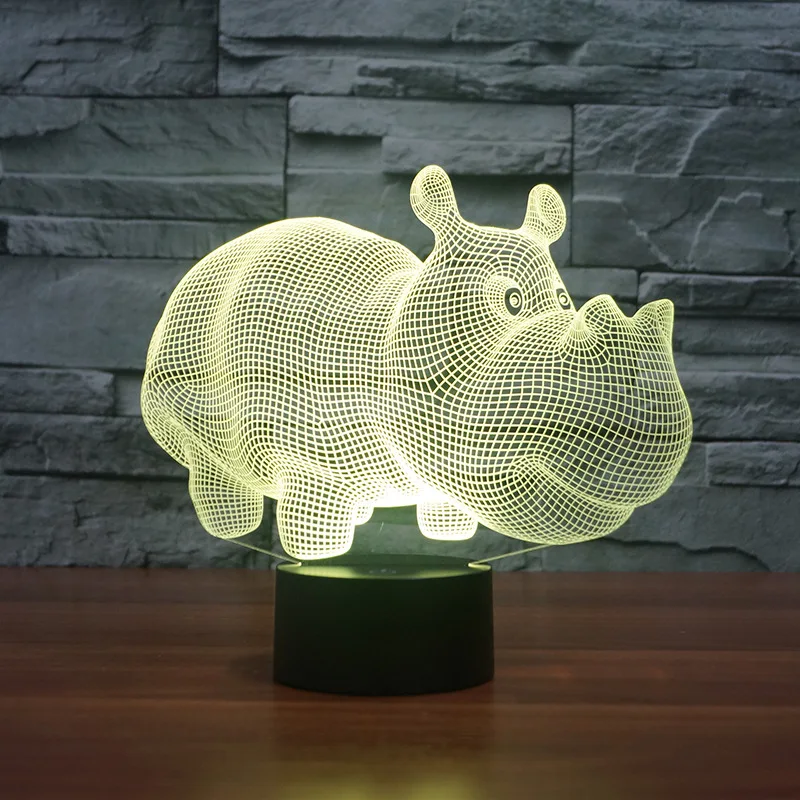 Nighdn Hippo LED Nočna Lučka za Otroke 3D Iluzije Lučka Soba Dekor 7 Barva Spreminja, Nočna Darila za Otroke Fantje Dekleta4