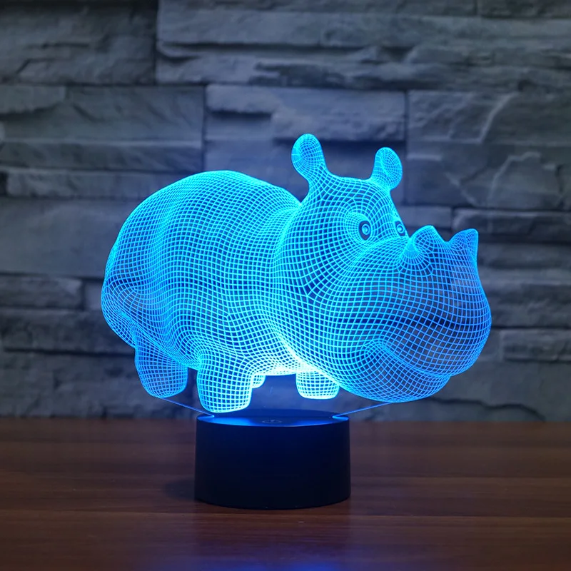 Nighdn Hippo LED Nočna Lučka za Otroke 3D Iluzije Lučka Soba Dekor 7 Barva Spreminja, Nočna Darila za Otroke Fantje Dekleta5