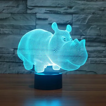 Nighdn Hippo LED Nočna Lučka za Otroke 3D Iluzije Lučka Soba Dekor 7 Barva Spreminja, Nočna Darila za Otroke Fantje Dekleta
