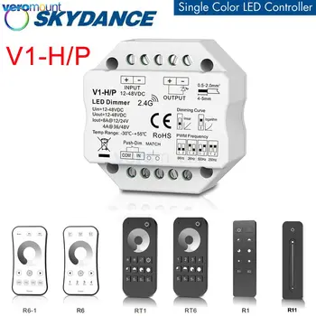 Skydance V1-H/P 12-48V DC LED Krmilnik Pritisni in Dim 250Hz 500Hz 2kHz 8kHz Štiri Frekvenco PWM Dimmer Za Enotni Barvni LED Trakovi