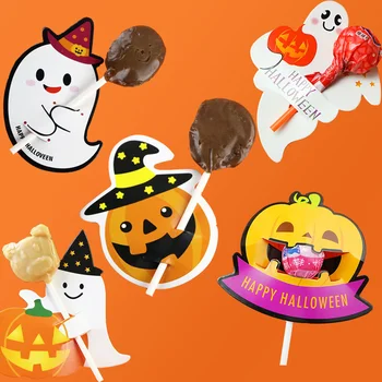 50PCS Božič Halloween Sladkarije Paket Sim Duha Bučna Lollipop Imetnik Piškoti Dekoracijo Otroci Darilo Domov DIY Foto Material