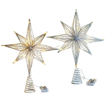 LED Star Božično Drevo Toppers, Božični Okraski, String Ornament Novo Leto Padec Ladijskega prometa