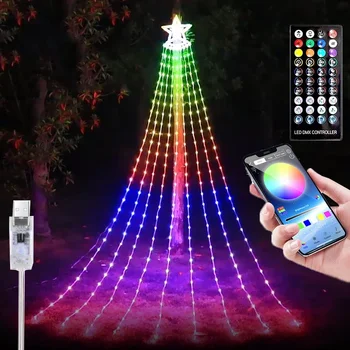 9X2.8M App Nadzor Božič Slap Svetlobe na Prostem Oddaljen 305 LED Smart Božična Zvezda Luči RGB Poročne Pravljice Niz Svetlobe
