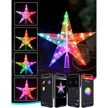 App pod Nadzorom Božično Drevo Pokrivalo LED Luči Zložljive RGB Žareče Zvezde Svetloba USB Pentagram Božični Luči Dekor na Prostem