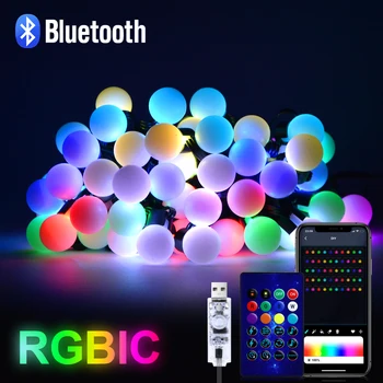 USB Bluetooth Pisane G18 Niz LED Luči 10M 50 Blubs Festoon Pravljice Luči Božič Spalnica Prostem Vrt Dekor LED Garland