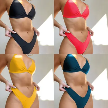 Srebrna Sponka Osebno Design Bikini Komplet 2023 Ženske Kopalke Trikotnik Priljubljena Barvo Kopalk Beach Nositi kopalke