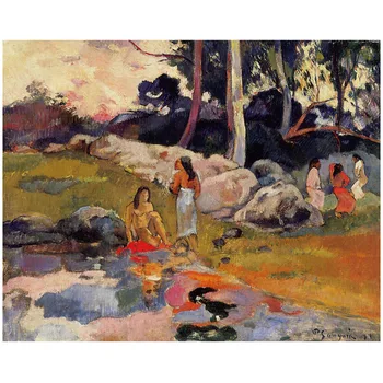Paul Gauguin umetnin, razmnoževanje Žensk na bregovih reke Ročno poslikane Moderne stenske umetnosti Doma dekor Brezplačna Dostava