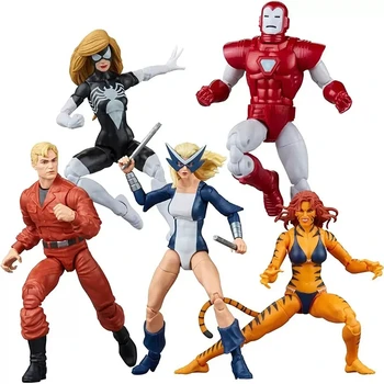 Original Marvel Legende Zahodni Obali Avengers, Iron Man, Mockingbird Tigra Spider Woman Hank Pym 5-6 Pack-Palčni Dejanje Slika