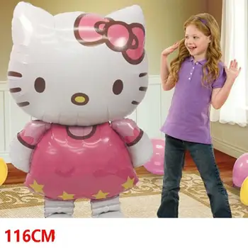 Velikosti 114 cm Hello Kitty Stoji Aluminija Folija Balon Dekoracijo Otrok Družinskih zabav Dekle za Rojstni dan