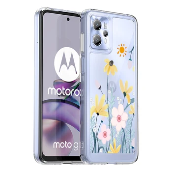 Rumeni Cvet Slog Jasno, Mehko TPU Odbijača Telefon Ohišje Za Motorola Moto G23 G13 4G Shockproof Težko Zadnji Pokrovček