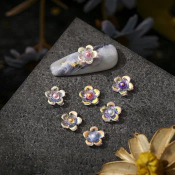 50pcs Nohtov opremo Aurora floret čarobno AB nanašanje barve pregleden pet cvetnih listov cvet majhne 3D Mini lak za dekorativne diamond