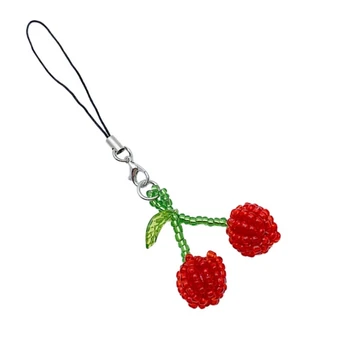 Cherry Keychain Ornament Ročno Kerings Opremo Trpežna in Prilagodljiva Dekoracijo za Telefone, Vrečke in Kamere