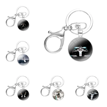 Keychain Ročno izdelanih Steklenih Chrysoprase Key Ring Imetnik Obesek obeskov Lewis Hamilton Dirke avto Star Moški