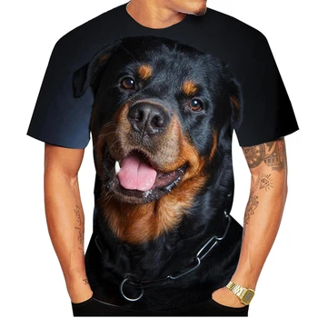 Nova Zasnova Lepe Pet Dog Rottweiler 3D Print majica s kratkimi rokavi Smešno Eleganten Moški in Ženska, Priložnostne Kratkimi Rokavi
